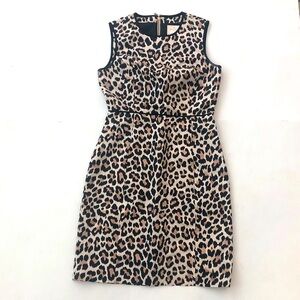 Kate Spade 4 Dress Black Tan Cream Animal Leopard print Pockets Excellent